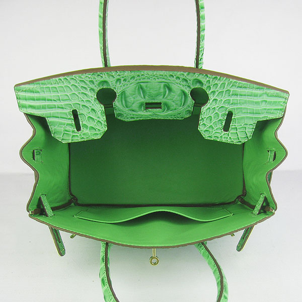 Replica Hermes Birkin 30CM Crocodile Head Veins Bag Green 6088 On Sale